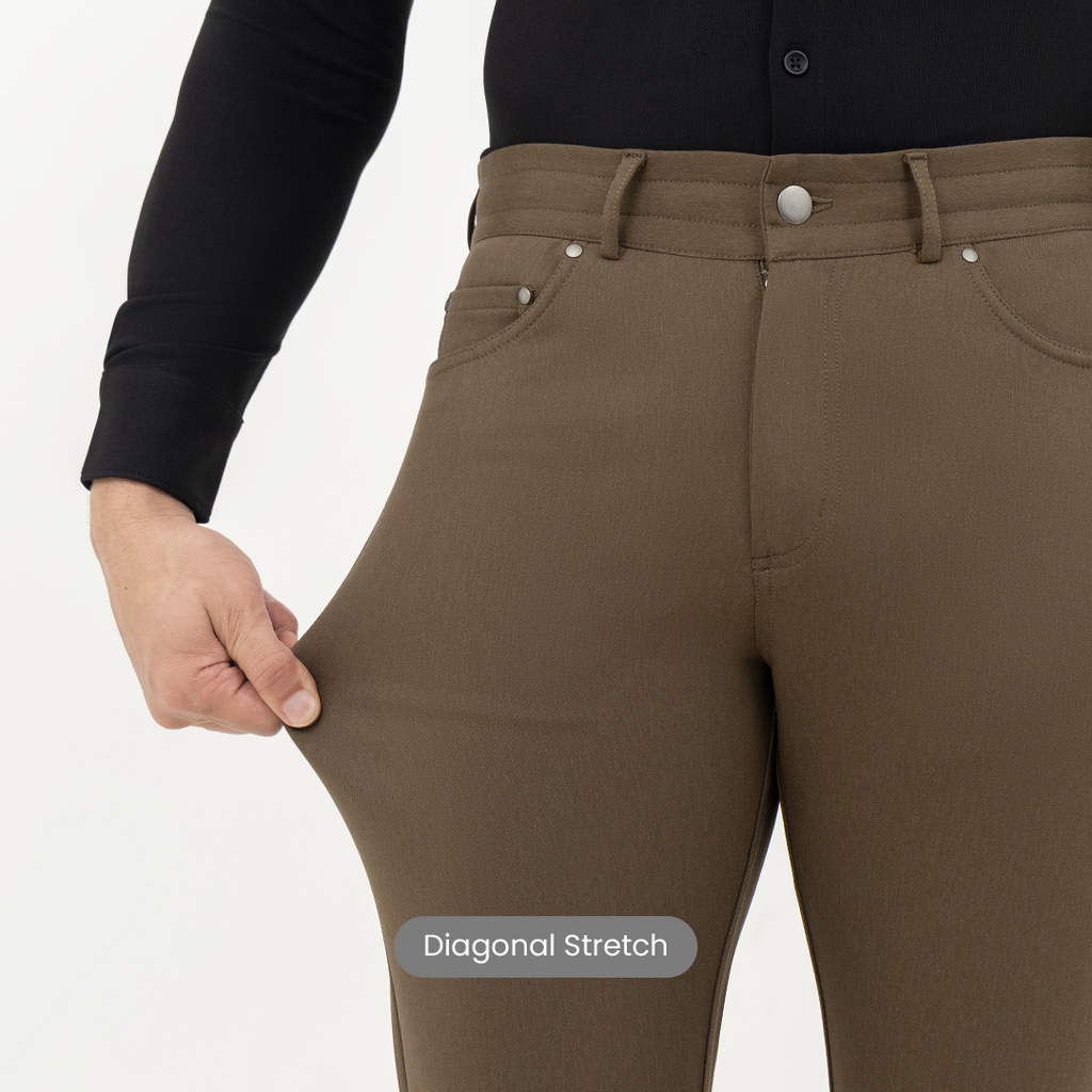 Solid Brown Work TechJeans 2.0 – Harfun.in