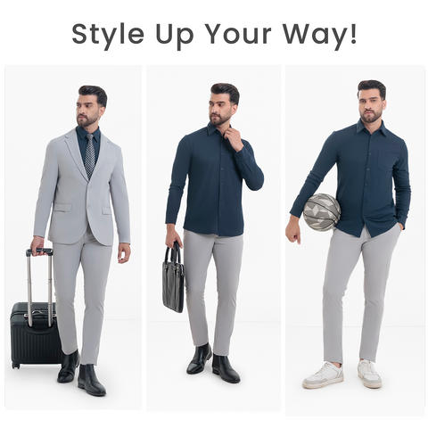 Navy Workday Shirt with Tie Collar