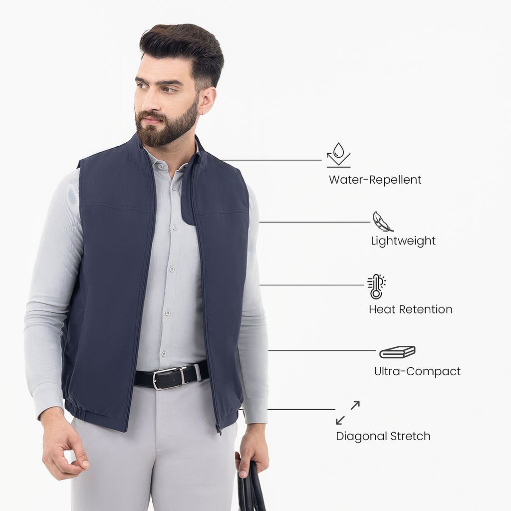 Ink Blue Sleeveless Workday Jacket – Harfun.in