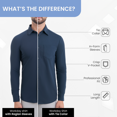 Navy Workday Shirt with Tie Collar