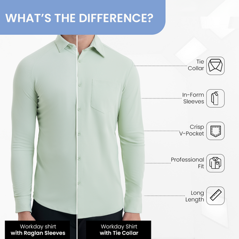 Smoke Green Workday Shirt with Tie Collar