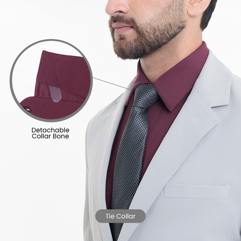 Maroon Workday Shirt with Tie Collar
