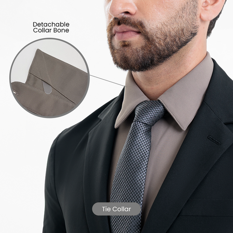 Charcoal Grey Workday Shirt with Tie Collar