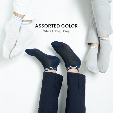 7-Day No Stink Work Socks (Pack of 4) 2 White, 1 Grey, 1 Navy