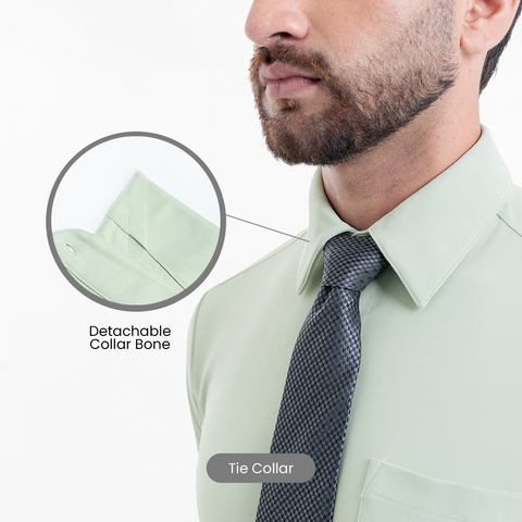 Smoke Green Workday Shirt with Tie Collar