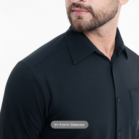 Black Workday Shirt with Tie Collar