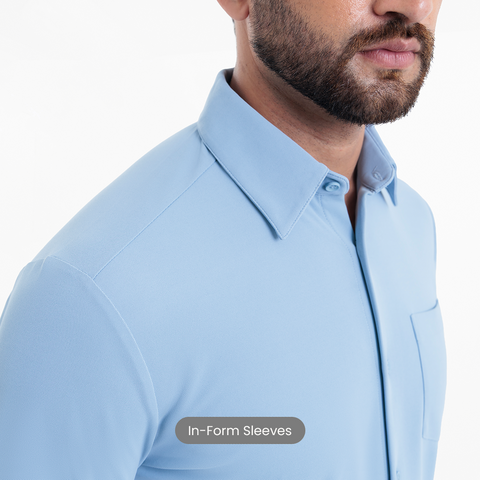 Ice Blue Workday Shirt with Tie Collar