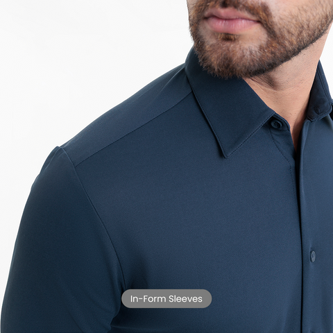 Navy Workday Shirt with Tie Collar