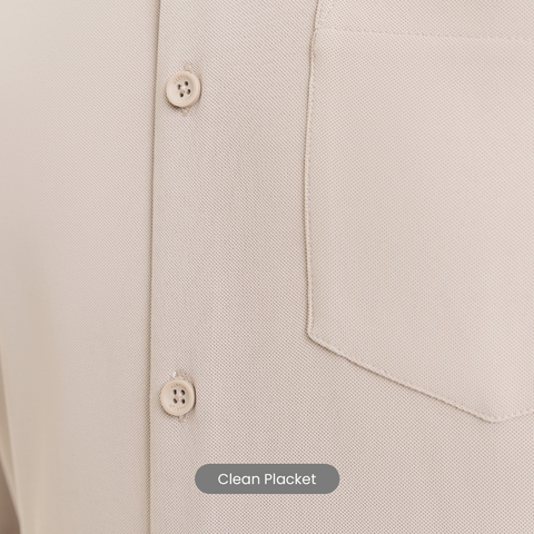 Beige Workday Shirt with Tie Collar