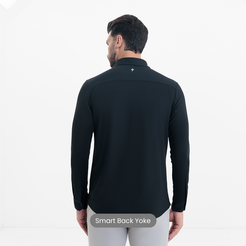 Black Workday Shirt with Tie Collar