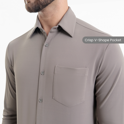 Charcoal Grey Workday Shirt with Tie Collar
