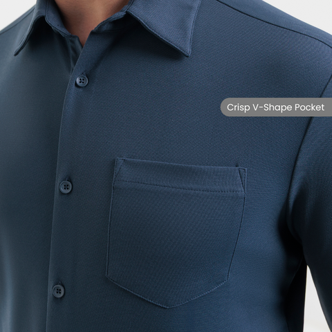 Navy Workday Shirt with Tie Collar