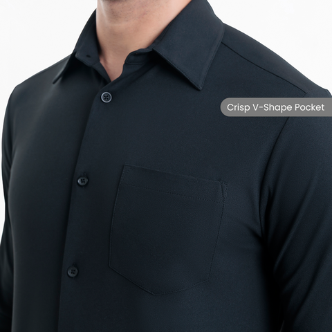 Black Workday Shirt with Tie Collar