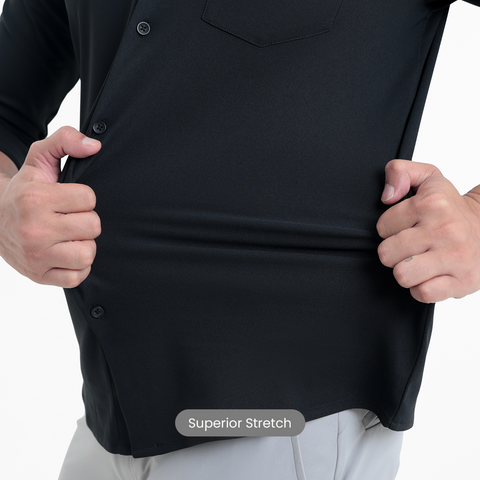 Black Workday Shirt with Tie Collar