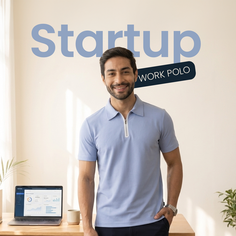 Ice Blue Startup Work-Polo