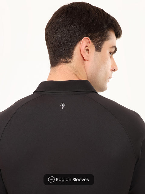 Solid Black Workday Shirt with Raglan Sleeves