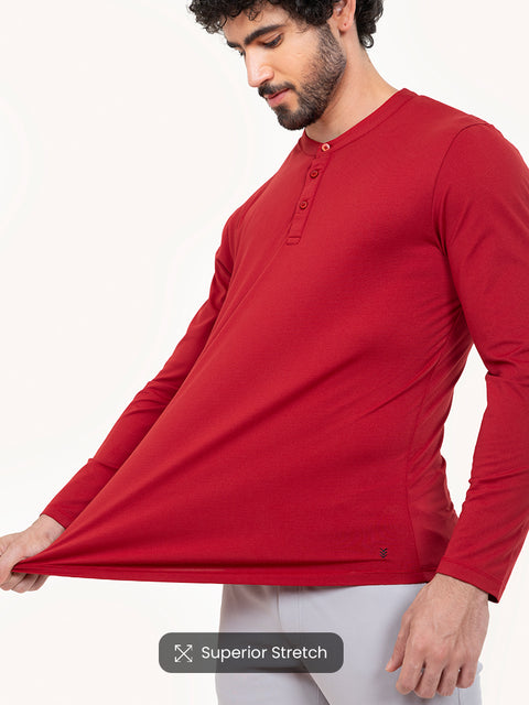 Pinstripe Red Workday Henley T-shirt