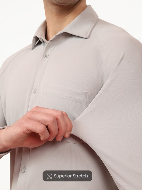 Solid Steel grey Workday Shirt with Raglan Sleeve