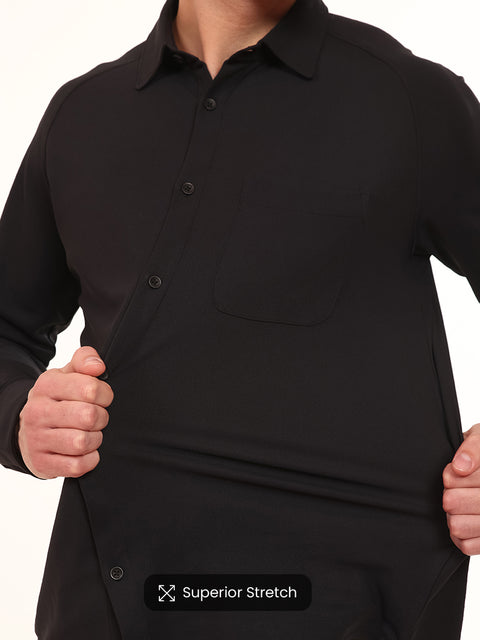 Solid Black Workday Shirt with Raglan Sleeves