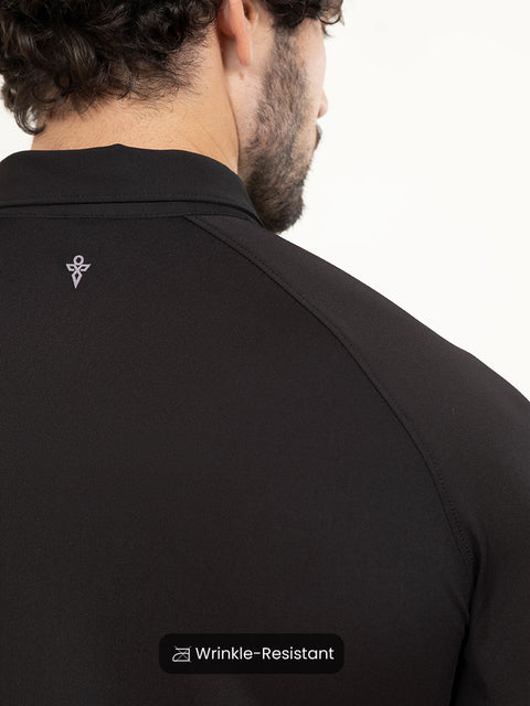 Solid Black Raglan-Short Sleeves CoolPro Shirt