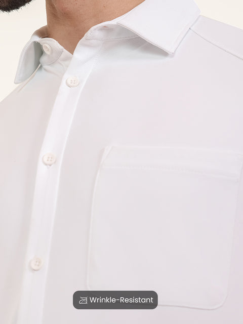Solid Fog White Workday Shirt with Raglan Sleeves