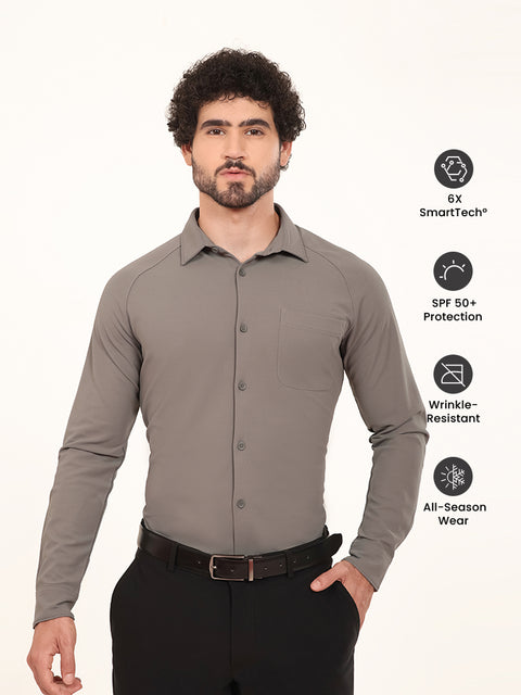 Charcoal Grey Workday Shirt with Raglan Sleeves