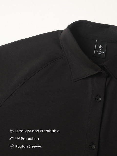 Solid Black Raglan-Short Sleeves CoolPro Shirt