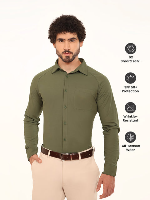 Solid Four Leaf Clover Workday Shirt with Raglan Sleeve