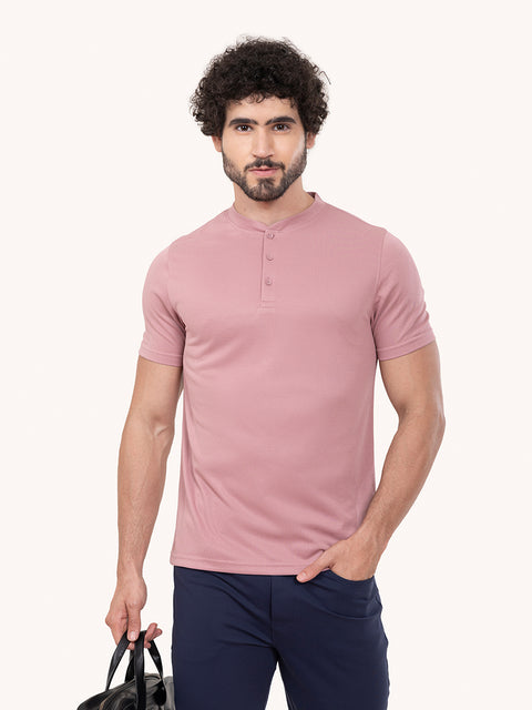 Solid Mauve Work to Workout Henleys