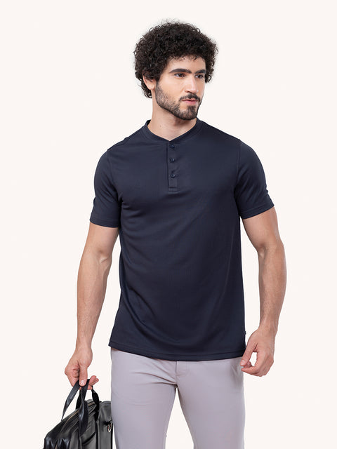 Solid Navy Work to Workout Henleys