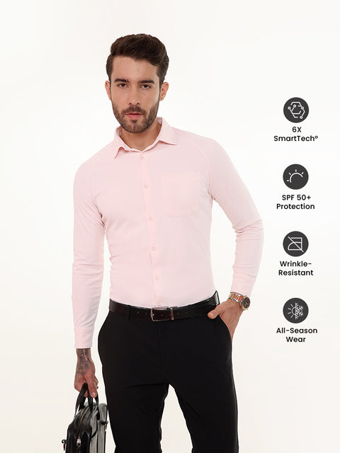 Solid Prime Rose Workday Shirt with Raglan Sleeves