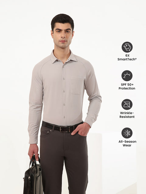 Solid Steel grey Workday Shirt with Raglan Sleeve