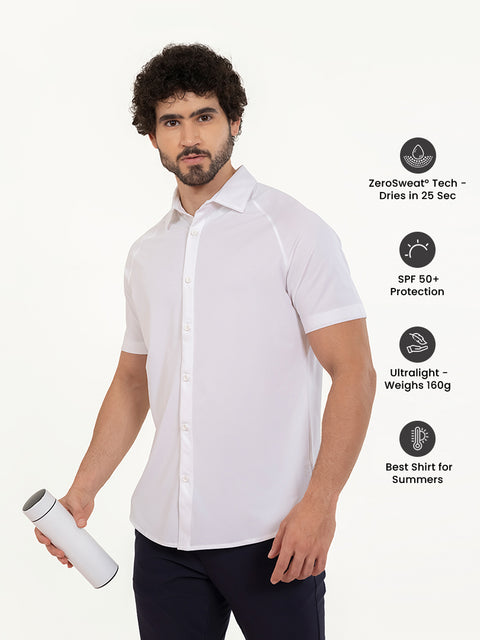 Solid White Raglan-Short Sleeves CoolPro Shirt
