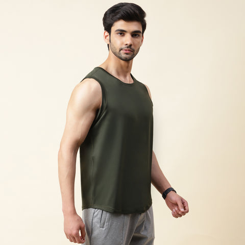 Solid Olive Everyday Tank Top - Harfun.in