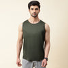 Solid Olive Everyday Tank Top - Harfun.in
