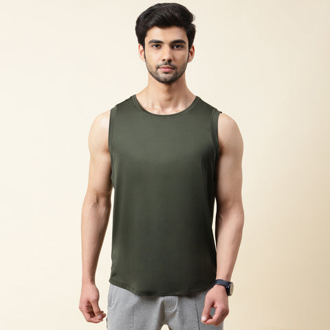 Solid Olive Everyday Tank Top - Harfun.in