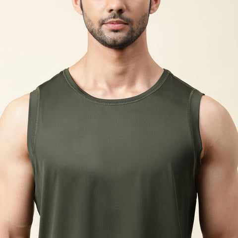 Solid Olive Everyday Tank Top - Harfun.in