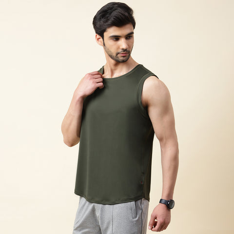 Solid Olive Everyday Tank Top - Harfun.in