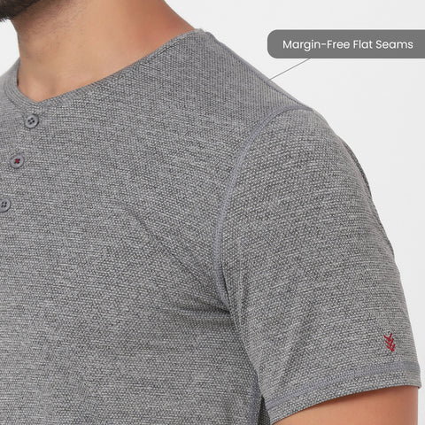 Dot Melange Grey Workday Henley - Harfun.in
