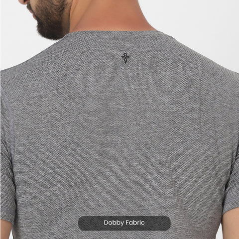 Dot Melange Grey Workday Henley - Harfun.in