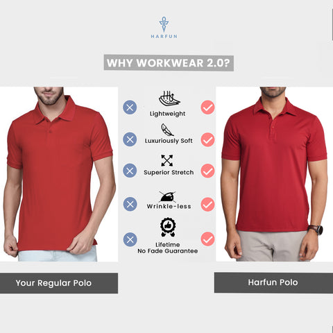 Hybrid-Work Pinstripe Red Polo T-Shirt