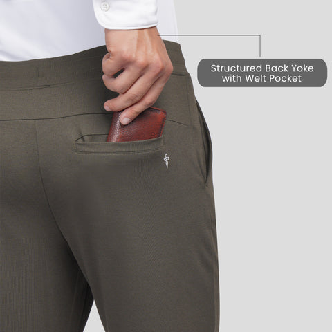 Olive Cross Pocket Relaxed Fit Pants - Harfun.in