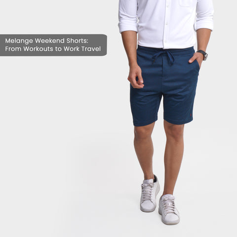 Melange Teal Weekend Shorts - Harfun.in