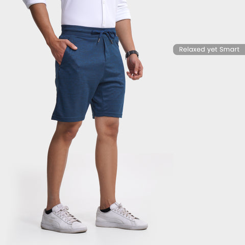 Melange Teal Weekend Shorts - Harfun.in