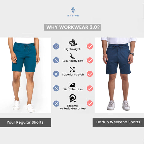 Melange Teal Weekend Shorts - Harfun.in