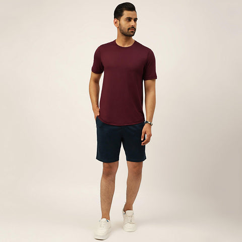Solid Maroon Everyday Crew Neck T-Shirt - Harfun.in