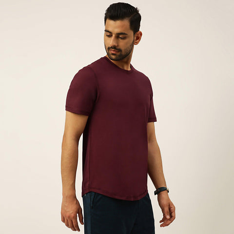 Solid Maroon Everyday Crew Neck T-Shirt - Harfun.in