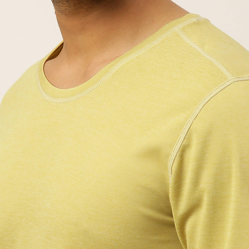 Solid Yellow Everyday Crew Neck T-Shirt - Harfun.in