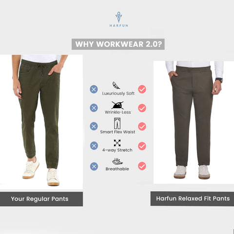 Olive Cross Pocket Relaxed Fit Pants - Harfun.in