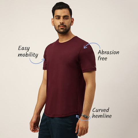 Solid Maroon Everyday Crew Neck T-Shirt - Harfun.in